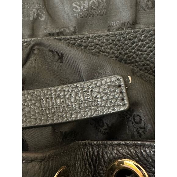 Michael Kors Backpack Riley Pebble Leather Drawstring Bag Black (35S8GRLB7L) - Picture 10 of 16